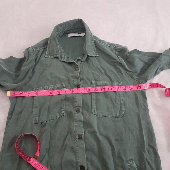 Billy T Women's Size S Pine Green City 2-way Collared Button Up Lyocell Dress - Picture 8 of 10